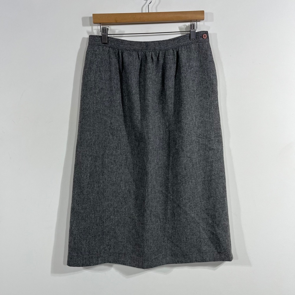 Radcliffe VTG Heritage Old Money Gray Wool Blend Midi Skirt Lined Size 14 Preppy